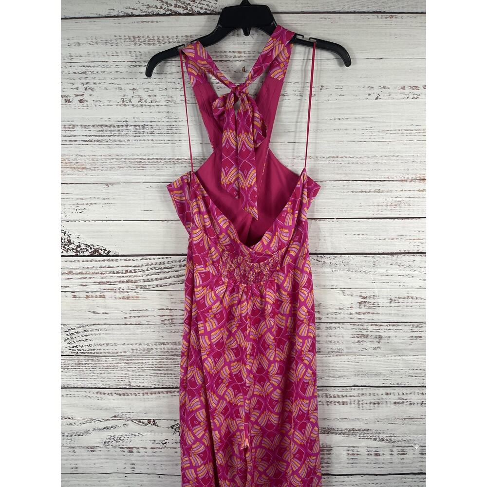 Impressions Jumpsuit Women's Small Pink Geometric Halter Backless Wide Leg - Picture 8 of 12